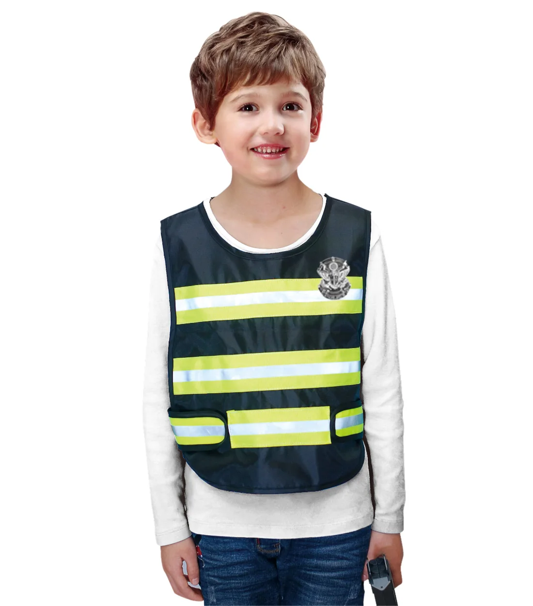 

Children Role Play Oxford Fabric Police Vest Waistcoat with Reflective Strips Pretend Toy Accessories