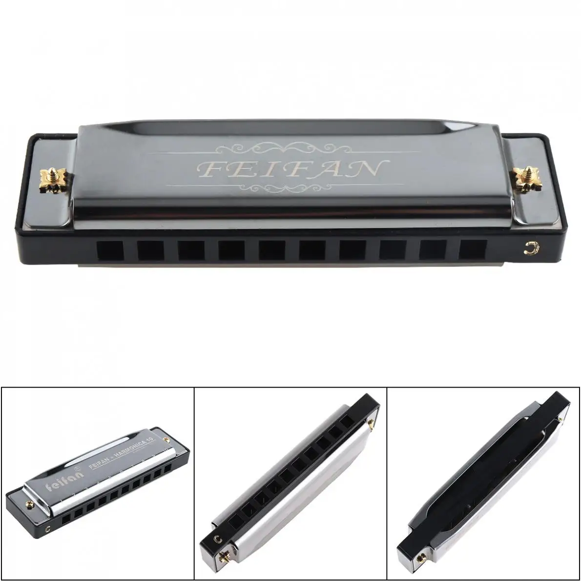 

10 Holes 20 Tone Matte Black Harmonica Blues Harp Mouth Organ Musical Instrument