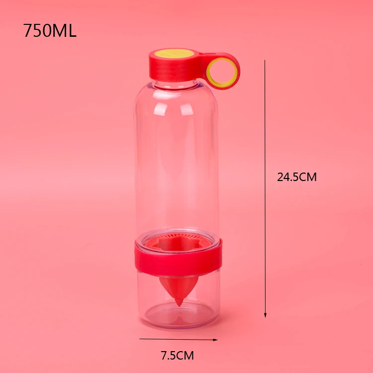 750ml Shaker Bottle Plastic Water Bottle Fruit infusion Drinking Bottles Sports Bottle Juice lemon Portable Camping Tour Kettle