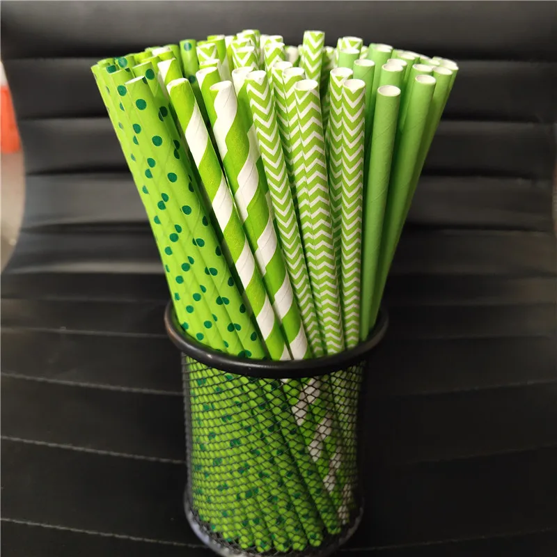 Light green series Бумажные одноразовые трубочки на день рождения, крафт-бумага для коктейлей, для детей, цветные, креативные, экологичные, вечерние, для сока, для напитков - Цвет: Light green series
