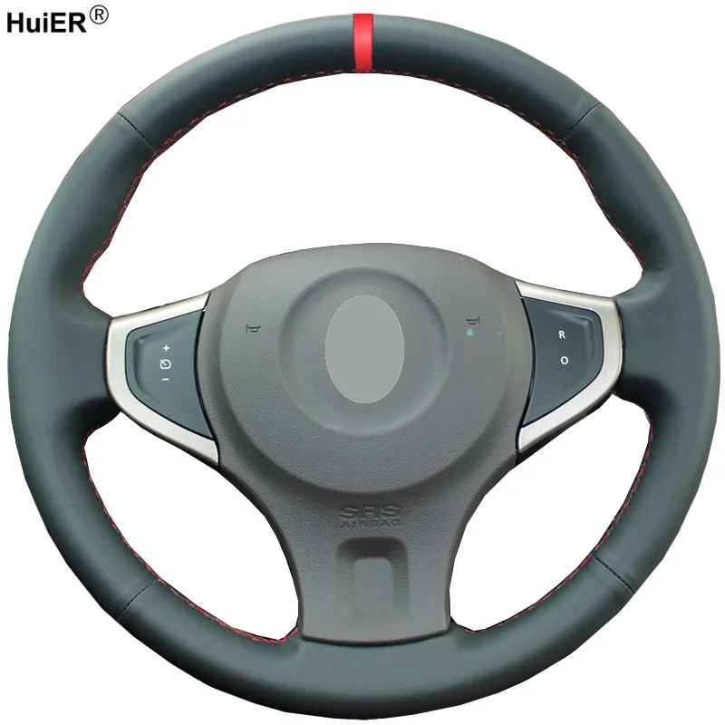 HuiER Hand Sewing Car Steering Wheel Cover Red Marker For Renault Koleos 2009-2014 Samsung QM5 Wear-resistant Auto Accessorie | Автомобили