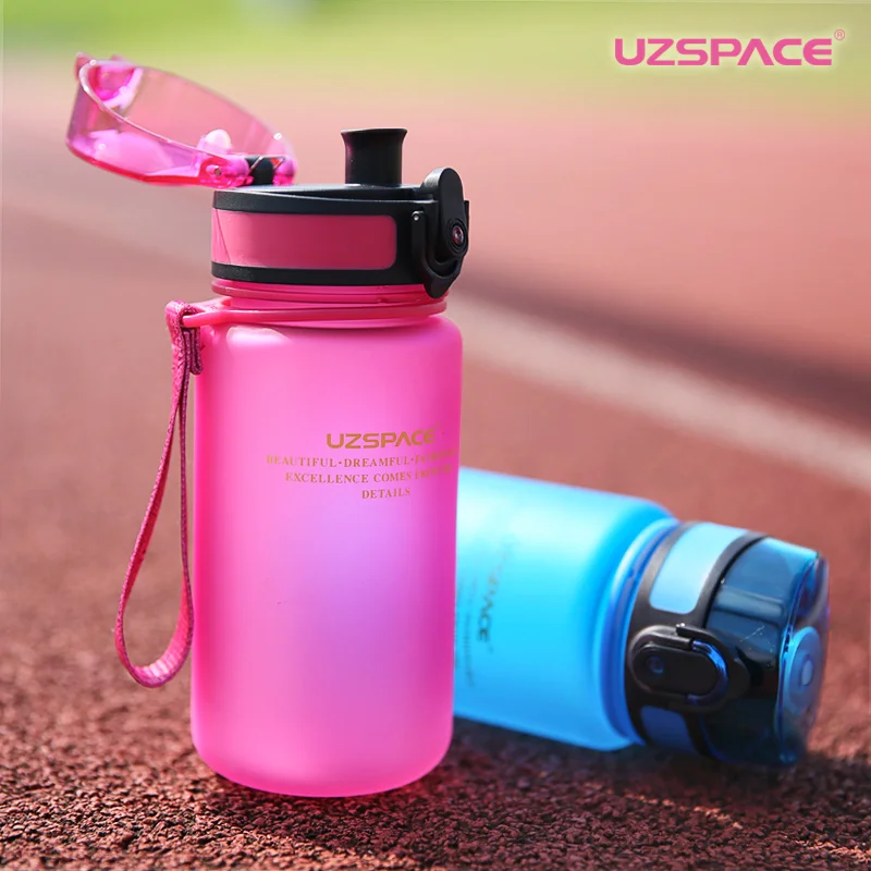 UZSPACE 350ML Water bottle Kid Cartoon Lovely Eco-friendly Plastic Shaker Sport Drink My Bottle Portable leakproof Drinkware