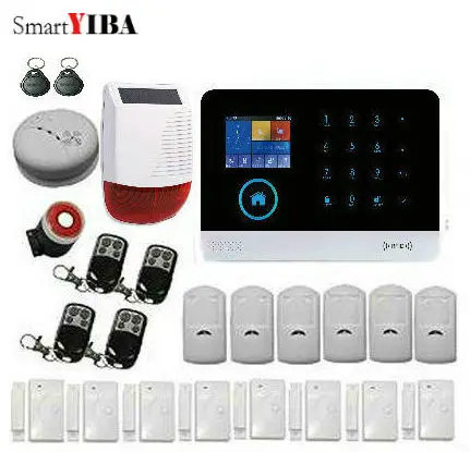 SmartYIBA WiFi 3G WCDMA Alarm System French Spanish Russian Voice Smart Home Burglar Alarm Solar Power Siren Smoke Fire Detector SmartYIBA WiFi 3G WCDMA Alarm System French Spanish Russian Voice Smart Home Burglar Alarm Solar Power Siren Smoke Fire Detector