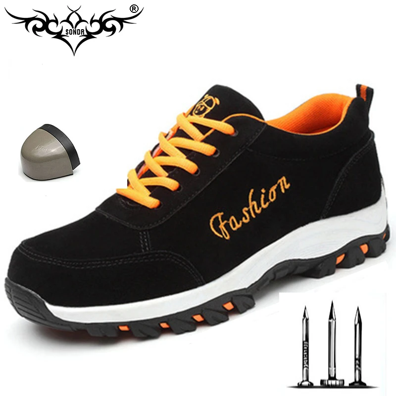 

2019 New Mens Ms Steel Toe Work Safety Shoes Lightweight Anti-smashing Anti-puncture Anti-static Protective Boots sports shoes