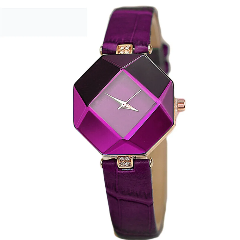 Women Watches Gem Cut Geometry Crystal Leather Quartz Wristwatch Fashion Dress Watch Ladies Gifts Clock Relogio Feminino 5 Color | Наручные