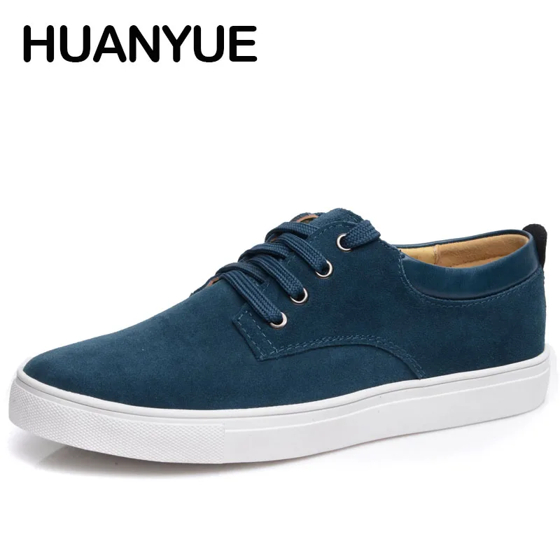 

New Plus Size Men Shoes Breathable Suede Men Casual Shoes Leather Fashion Low Lace Up Men Flat Shoes Zapatos Hombre Size 38-47