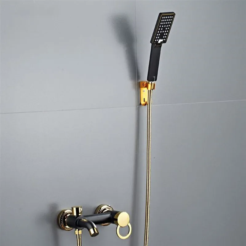Shower Faucets Black Brass Bathroom Bathtub Shower Faucet Set Hand