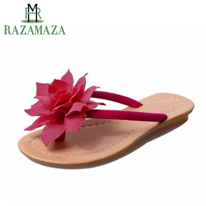 

RAZAMAZA flower brand quality leisure women sandals slippers summer shoes beach flip flops women footwear size 36-40 WA0183