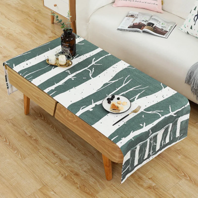 

Nordic Simple Brief Rectangle Cotton Linen TV Cabinet 3D Scenic Dining Table Cloth Home Party Decoration Table Cover Tablecloths