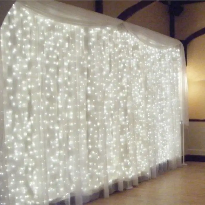 Хорошее качество белый и теплый белый 3*3 м светодиодный свет гирлянды перезаряжаемый фестиваль свадьбы дома окна шторы украшения лампы
