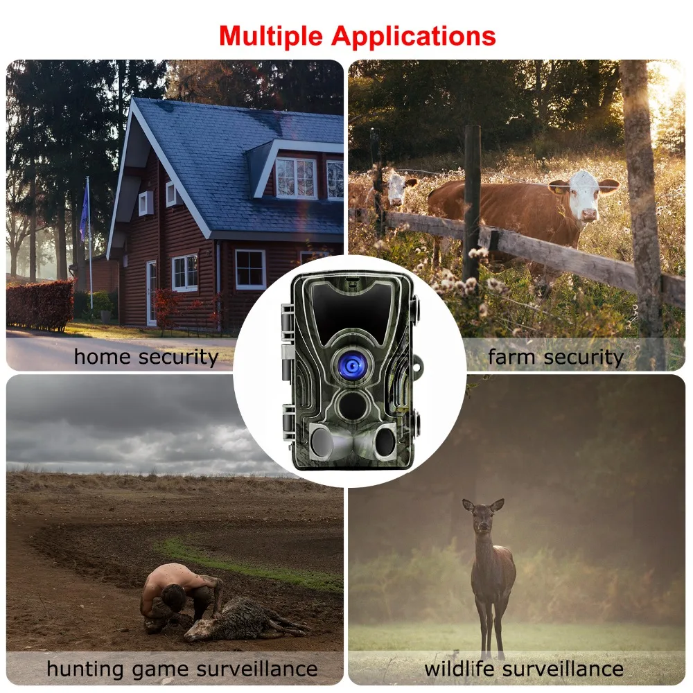 Goujxcy HC801 охотничья камера 16MP Trail ночное видение лес Водонепроницаемая дикой