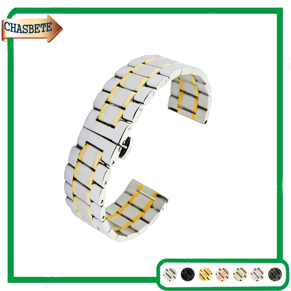 

Stainless Steel Watch Band for Fossil 20mm 22mm Quick Release Metal Strap Belt Wrist Loop Bracelet Black Silver Gold + Pin +Tool
