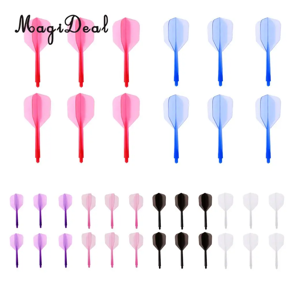 MagiDeal High Quality 12x Transparent 2BA Thread Dart Shafts & Dart Flights Connection Red & Blue