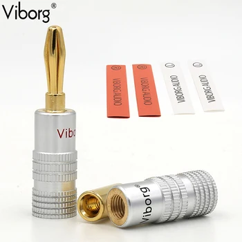 

8pcs/lot 4mm viborg Banana Plug 24K Gold Pure Copper Adapter Audio Socket Jack Screw Electronic Connector Terminals
