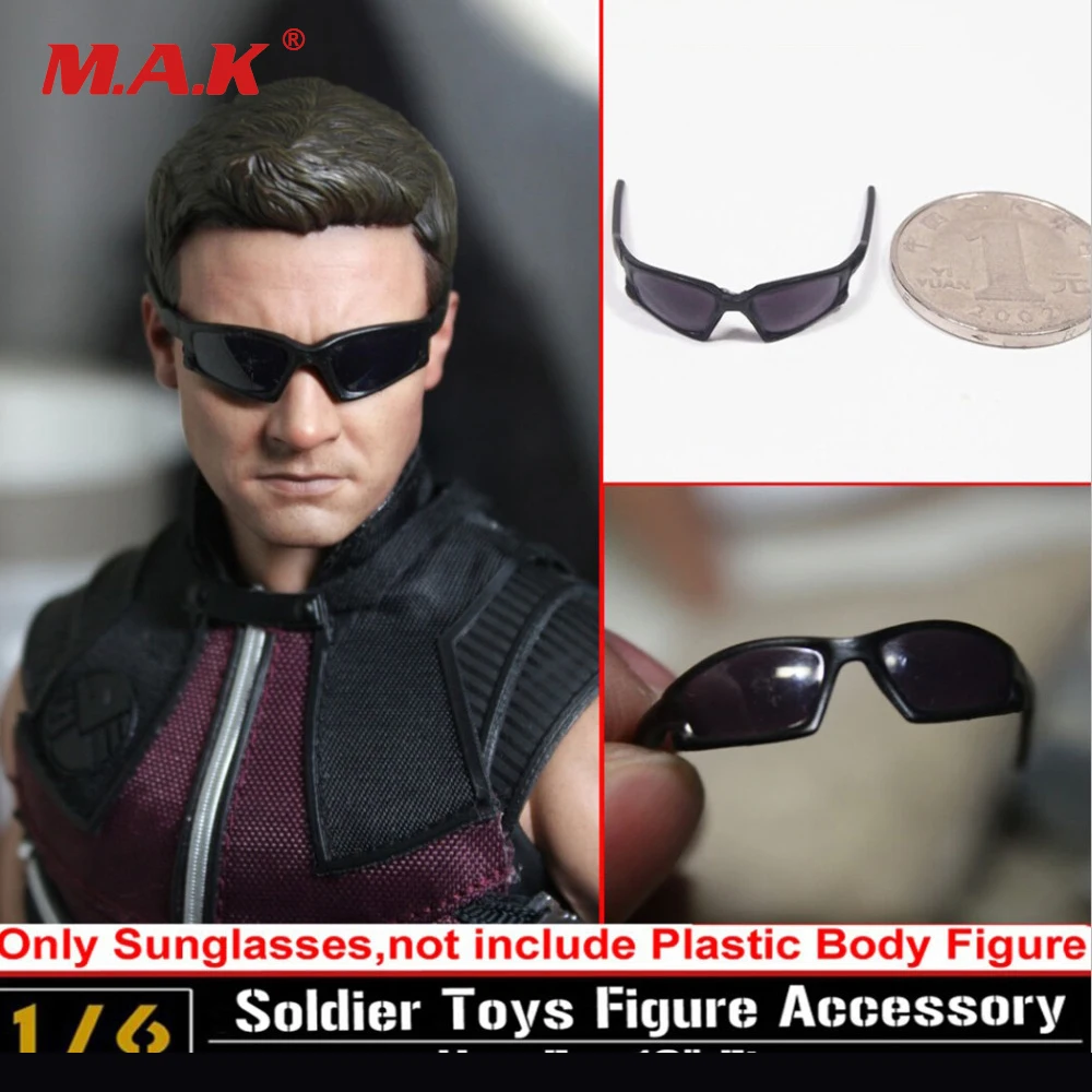1/6 Hot Toys Sunglasses The Avengers Hawkeye Black Glasses Fit 12