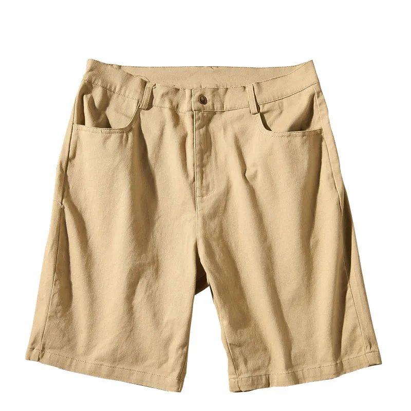 Summer New Balck Men Shorts Straight Knee Length Khaki Casual Shorts
