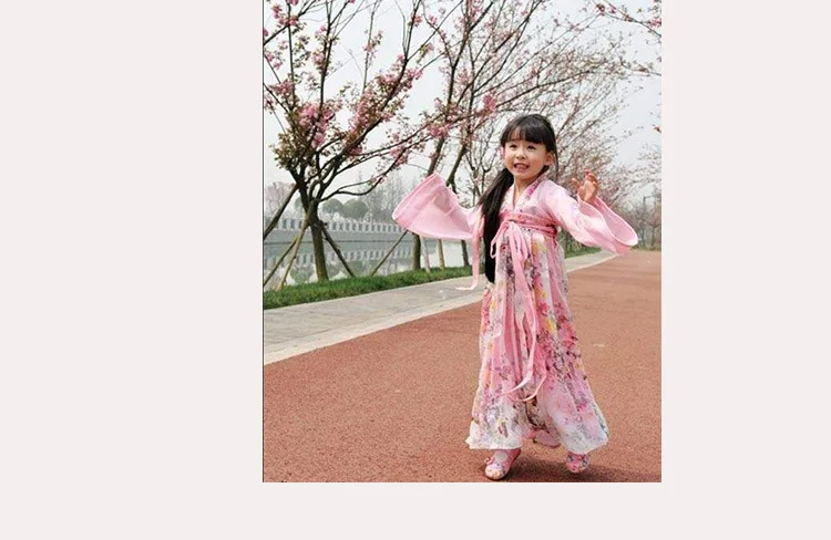 Ребенок Костюмы для народных китайских танцев костюм Hanfu девочка Феи Тан костюм платье принцессы феи Гучжэны костюм