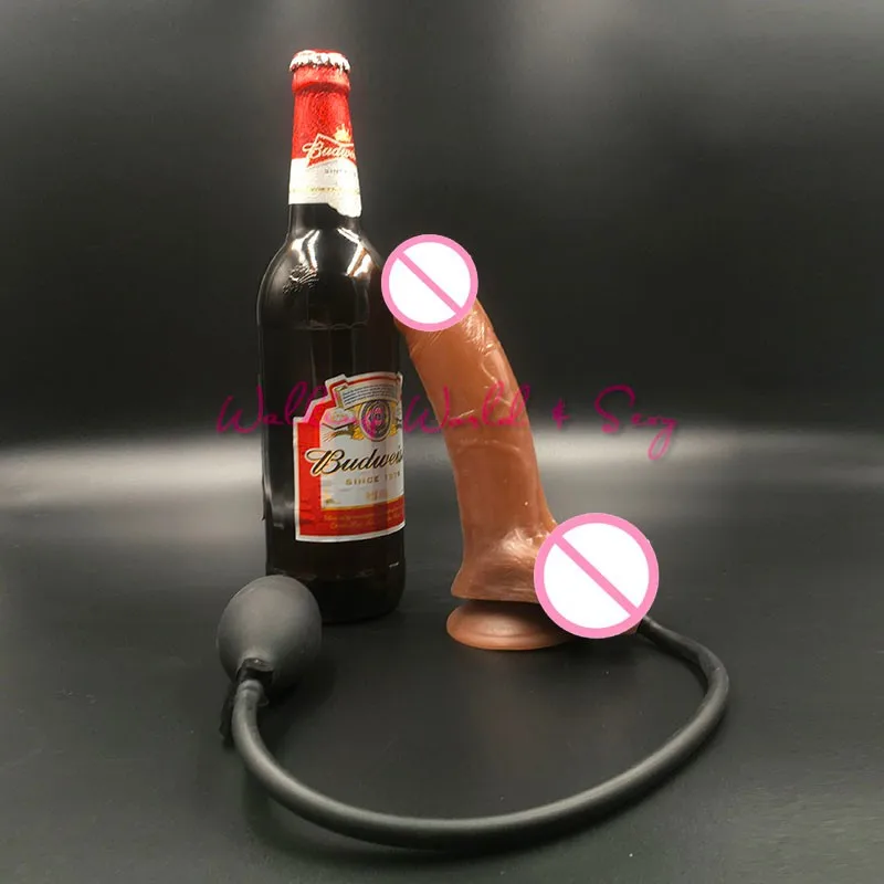 Brown Inflatable Huge Dildo Realistic Big Penis With Suction Cup Female Masturbation Massager Expandable Dick Sex Toys For Women 8