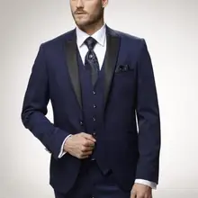 Жених Свадебные темно-синий костюм смокинг классическая одежда 2109 портной Костюмы Высокое качество