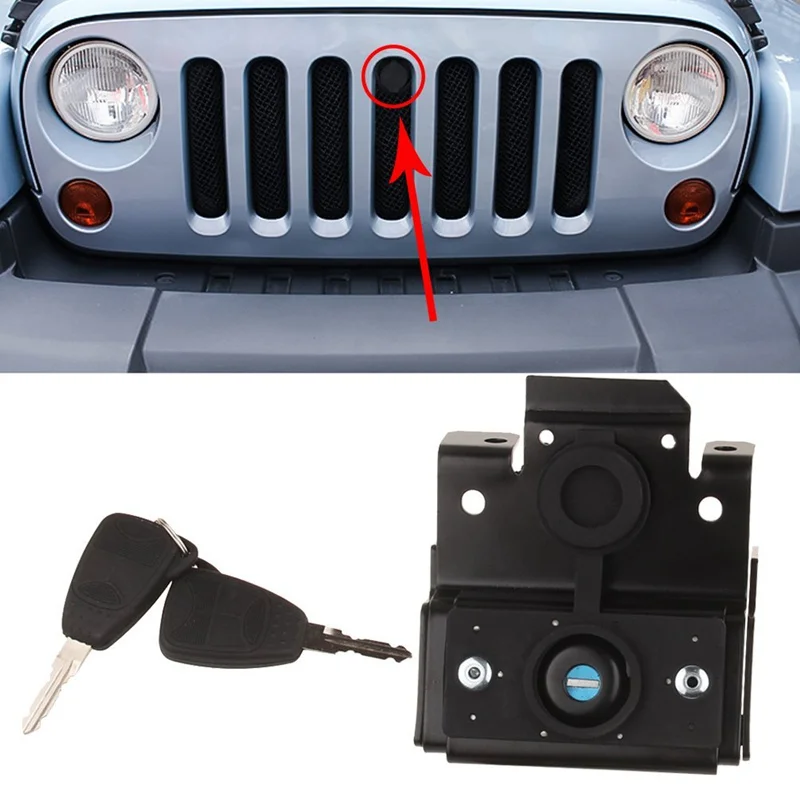 Hood Lock Anti-Theft Kit Assembly For 2007-2016 Jeep Wrangler JK & Unlimited 2 Door 4 Door Anti-Theft Alarm System
