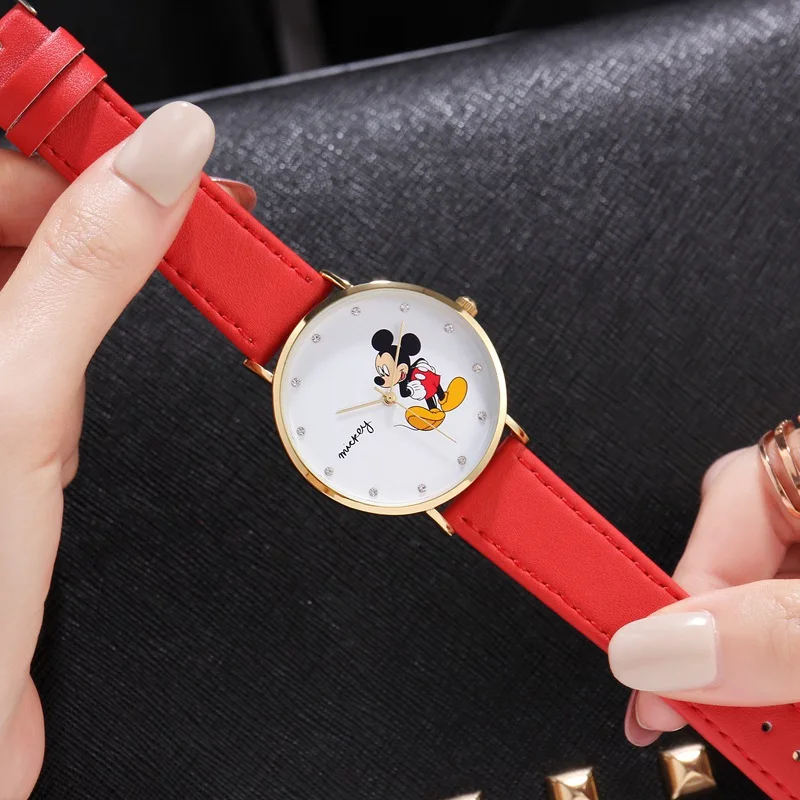 Disney Watch Happiness Mickey Mouse Women Luxury Bling Rhinestone Ladies Fashion Quartz Leather Band Waterproof watches 11089 Disney Watch Happiness Mickey Mouse Women Luxury Bling Rhinestone Ladies Fashion Quartz Leather Band Waterproof watches 11089