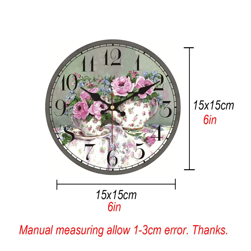 13 узоров винтажный цветочный дизайн часы бесшумные домашний декор для учебы кафе офиса коридора часы художественные настенные маленькие часы 6 дюймов(15 см