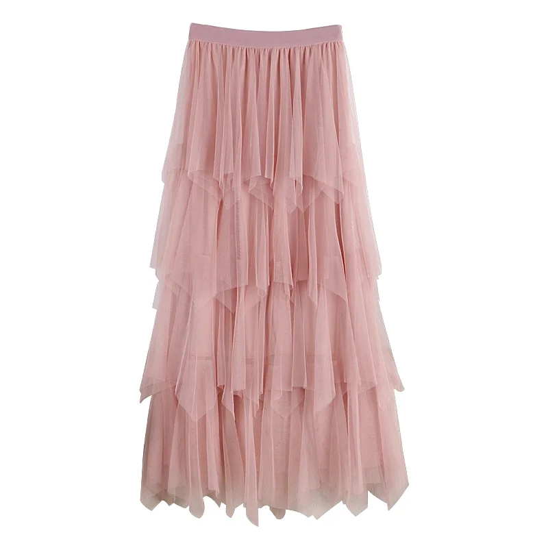 2019 New Spring High Waisted Pleated Tulle Skirts 5 Layers Womens Fairy Ruffles Mesh Party Skirt Cake Tulle Skirt for Women 2019 New Spring High Waisted Pleated Tulle Skirts 5 Layers Womens Fairy Ruffles Mesh Party Skirt Cake Tulle Skirt for Women