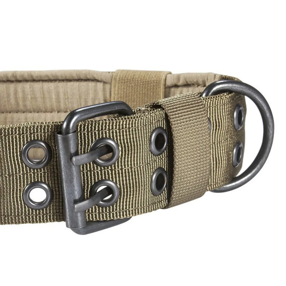 Nylon Tactical Military Dog Collar With 2 Rows Buckle Training Army Dog Adjustable Leash Ring