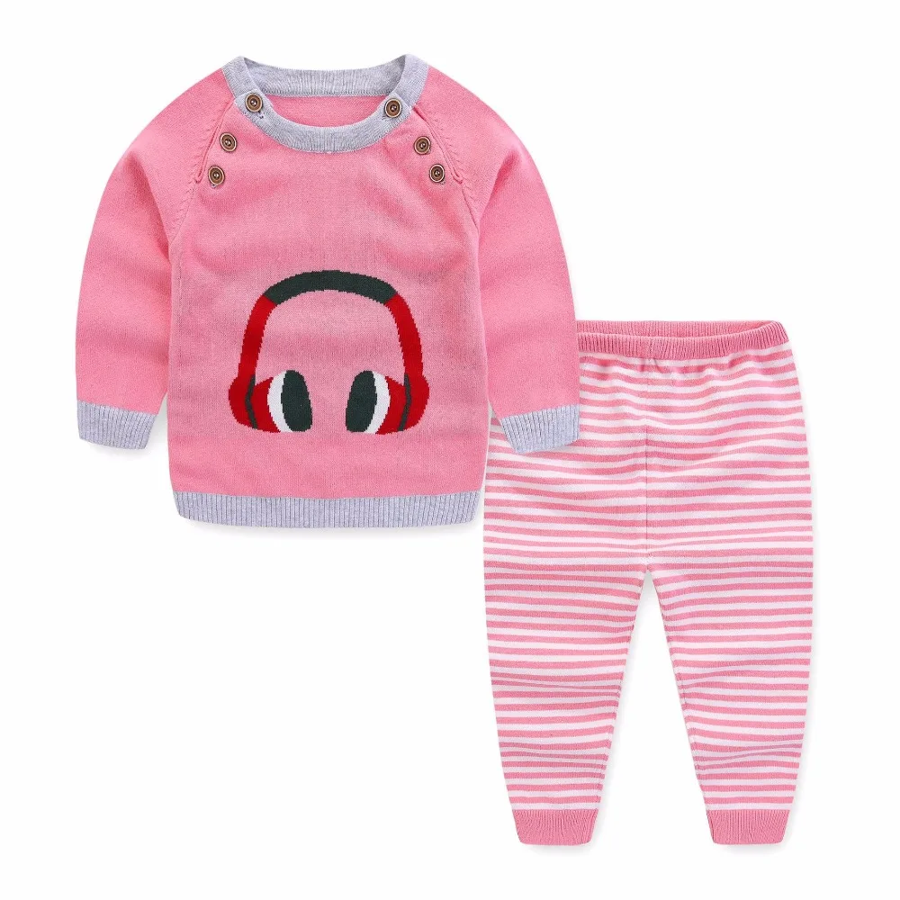 Baby girls spring autumn clothing set newborn baby knitting infant cartoon woolen knitted