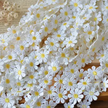 

2.5cm yellow and white mix handmade patchwork material lace ribbon diy garment sewing lace trim headwear accessories 10y/lot