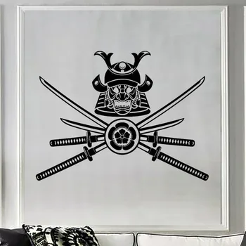 

Removable Home Vinyl Decal Samurai Warrior Japanese Mask Wall Stickers Art Living Room Cut Wall Paper Home Decoration Mural