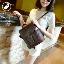 ETONWEAG Brands Cow Leather Backpack Women Brown Vintage School Bags For Girls Preppy Style Small Travel Bags For Women 2017