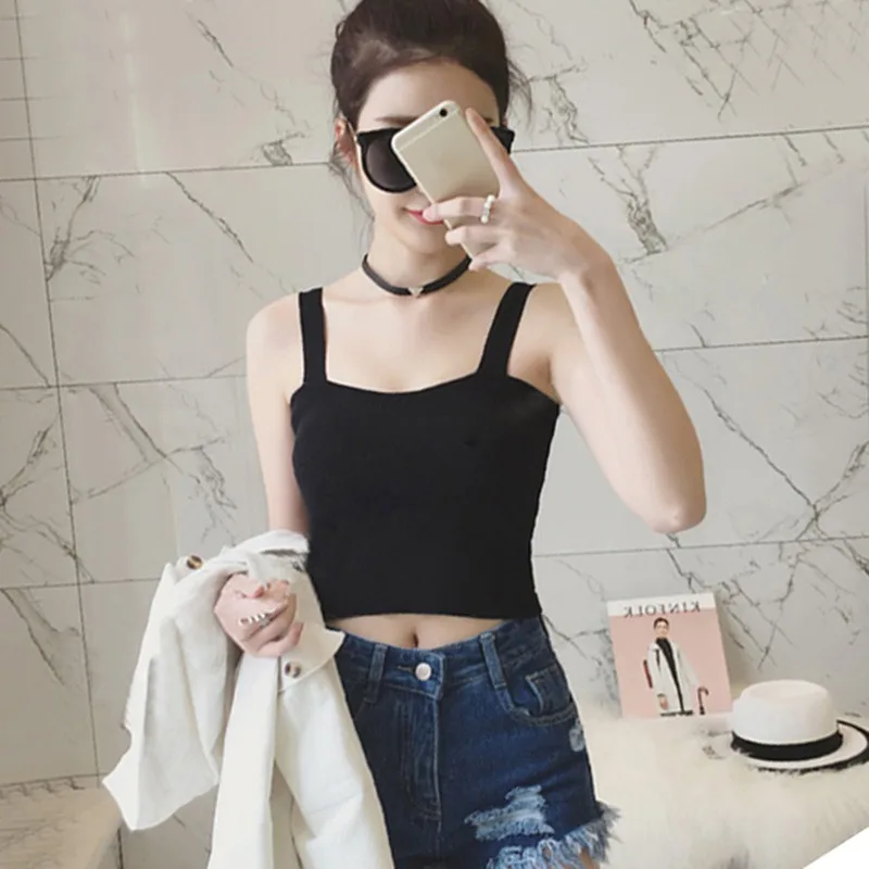 

2019 Summer Women Sexy Sleeveless Crop Top Vest Female Knitted Tank Tops Casual Streetwear Top Women Korean Style Plus size