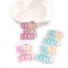 Деревянные украшения Детские окрашенные синие/Розовые Деревянные Ломтики DIY для скрапбукинга ручной работы украшения для дома 20 шт 31x35 мм M0627x