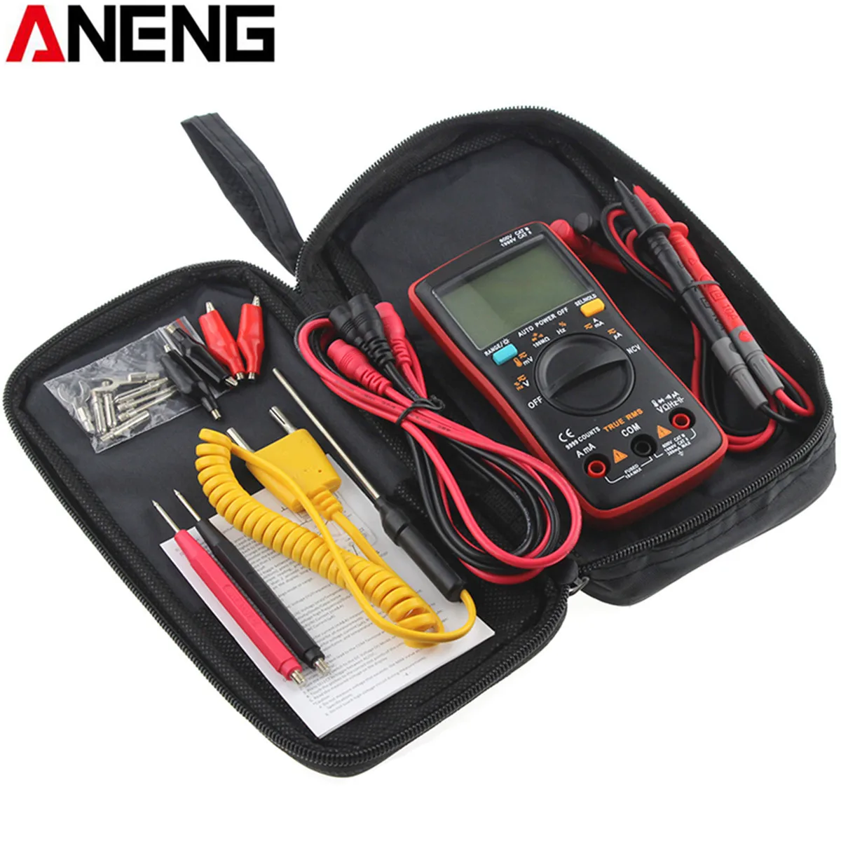 

ANENG AN8009 Digital Multimeter Auto Range 9999 Counts Backlight AC/DC Ammeter Voltmeter Ohm Transistor Tester Multi Meter