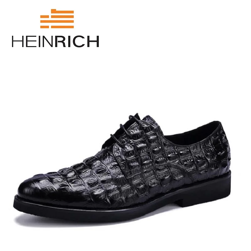 

HEINRICH New Arrived Brand Men Shoes Black Derby Shoes Crocodile Men Flat Business Formal Lace-Up Shoes Klasik Erkek Ayakkabi