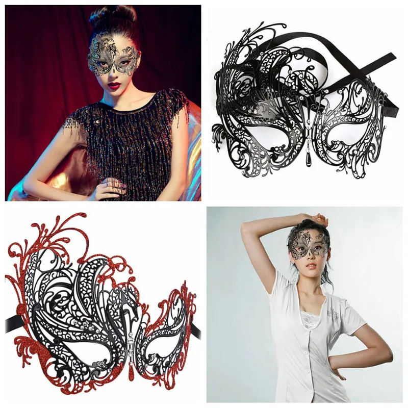 PunPa, модные роскошные вечерние маски, нежные полые филигранные стразы, металлическая маска, венецианская Маскарадная маска для вечеринок для женщин