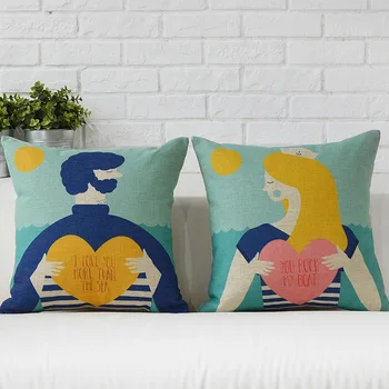 

Fresh literary couples Love gift pillow cushion Christmas Pillow Linen Pillowss HOME Decorate sofa cushions