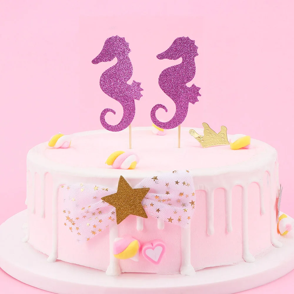 

6pcs/set Under the Sea Ocean Theme Birthday Event & Party Supplies Cartoon Mermaid Cupcake Cake Topper Wedding Decorations