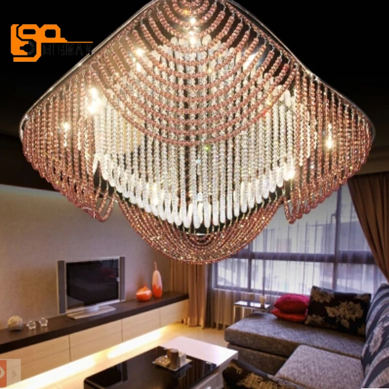 

New modern large chandelier crystal lamp L80*W80*h28cm luxury living room chandelier LED light