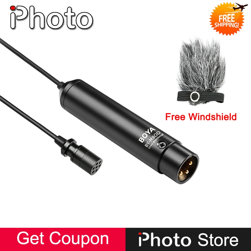 

BOYA BY-M8OD Professional Omni-directional XLR Output Clip-On Lapel Condenser Microphone for Camcorder Audio Recorder Video Mic