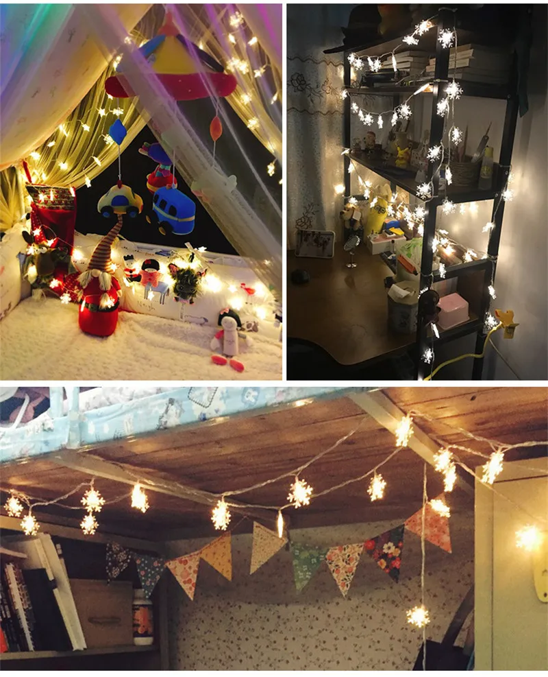 10 светодиодов, рождественская елка, снежные хлопья, светодиодная гирлянда, сказочный светильник, рождественские, вечерние, для дома, свадьбы, сада, гирлянды, рождественские украшения