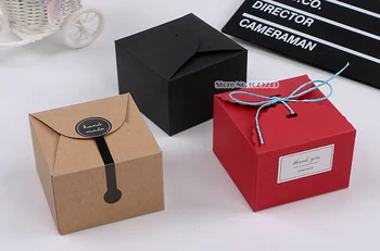 

Free shipping 9*9*6cm Kraft Handmade Cake Box Biscuit Cookies Box Baking packaging Boxes ,100piece\lot