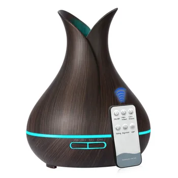 

400ML Wooden Grain Aromatherapy Diffuser Mist Humidifier Aroma Essential Oil Diffuser with Remote Control Mist Maker for Home