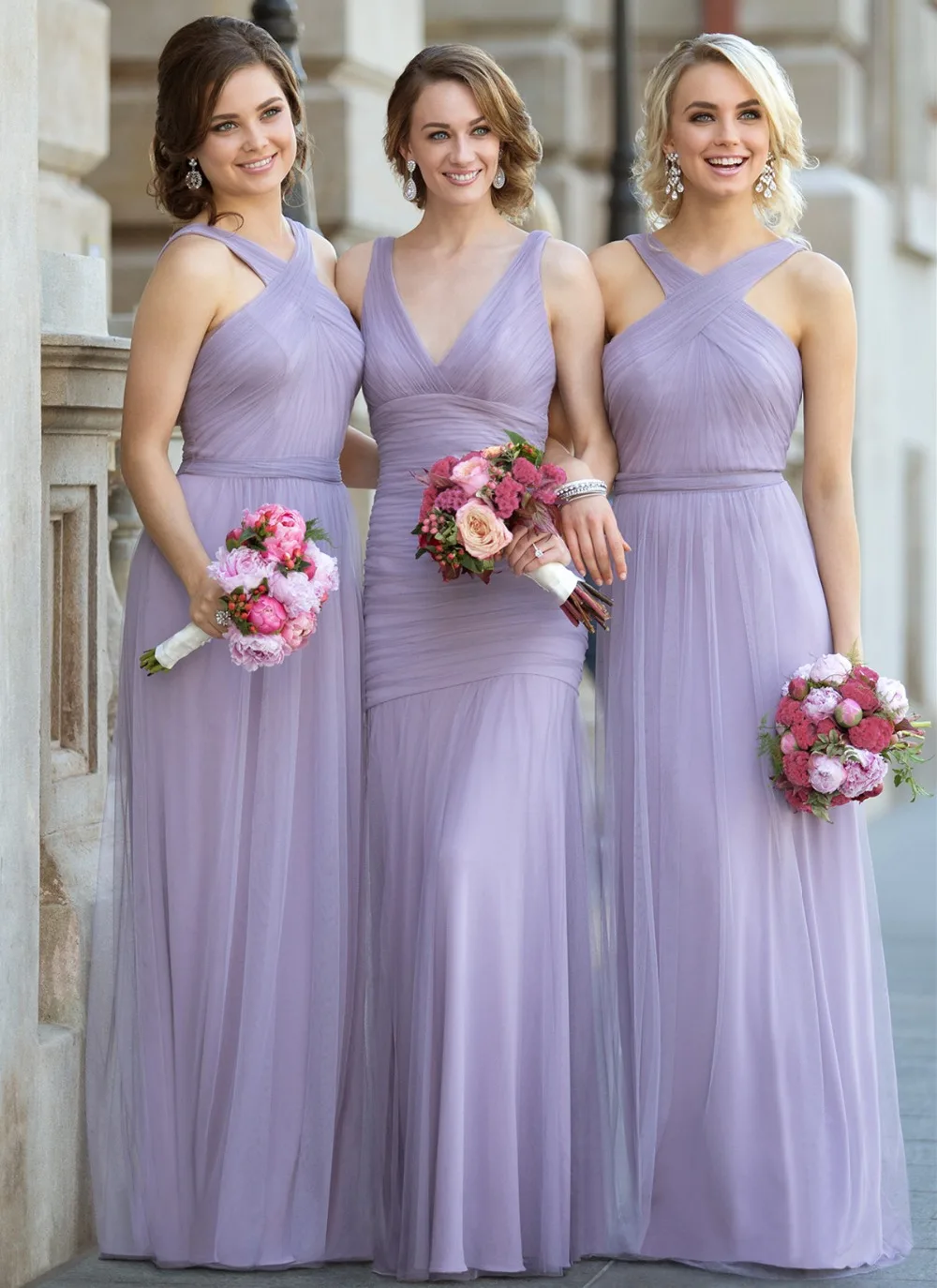 Lavender Bohemian Bridesmaid Dress 2017 Cross Neck Floor Length New