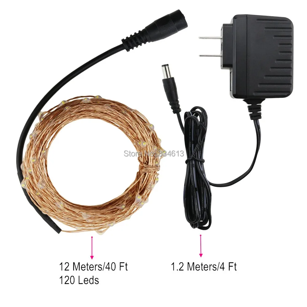 UL Проводные 12 м 39FT 120 светодиодный s медный провод светодиодный гирлянды для сада патио Звездные огни Рождественские сказочные огни с адаптером США