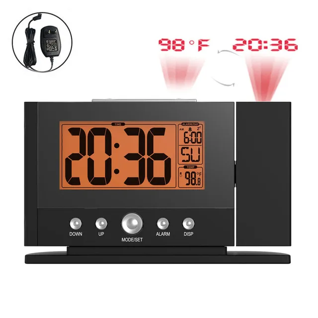 Baldr Us Plug Digital Ceiling Wall Projection Clock Alarm Backlight Lcd Temperature Time Display Table Thermometer Snooze Watch In Alarm Clocks From