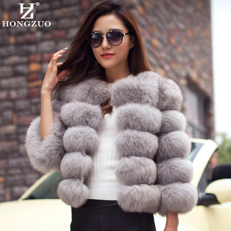 grey fur short jacket