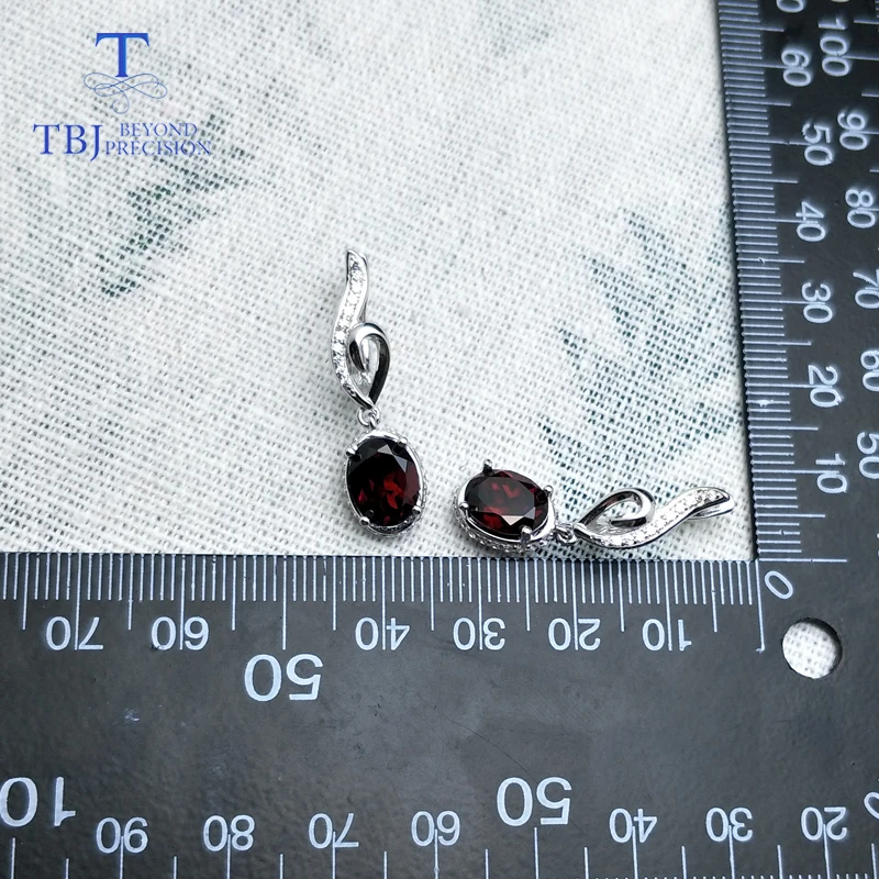 TBJ, 925 стиль натуральный гранат серьги драгоценный камень серебро хорошее ювелирное изделие простой дизайн для женщин лучший подарок на день Святого Валентина