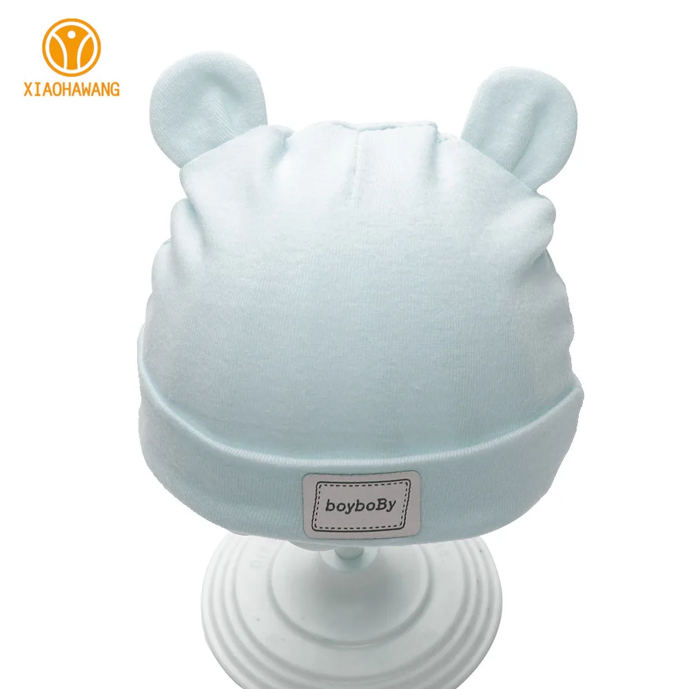 Solid Newborn Tire Caps Cotton Girls Boys Hats Bow Newborn Beanies 2017 Boy Sun Hat With Ear Spring Summer Baby Girl Tire Hats (2)